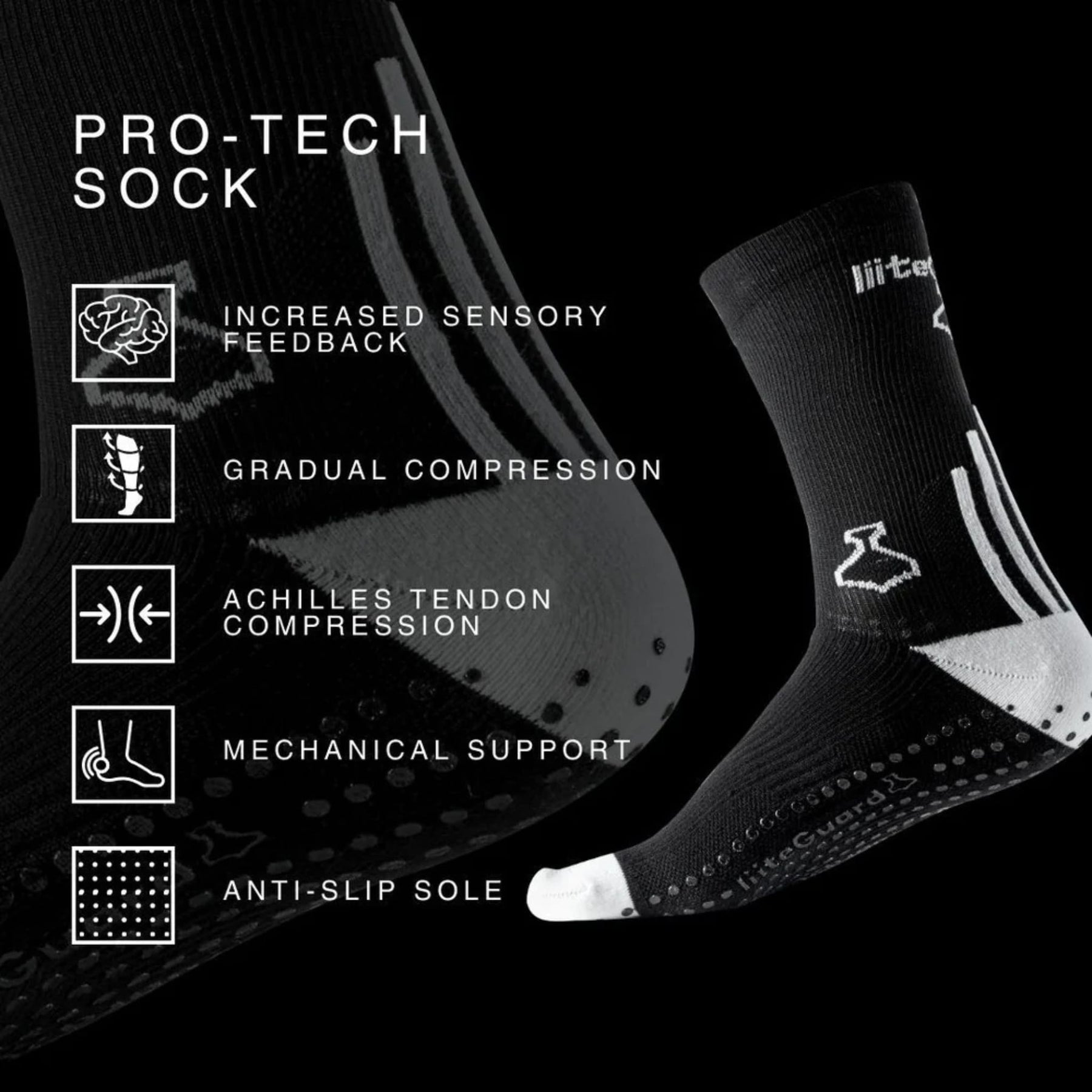 Løbestrømpe Sort- PRO-TECH LG SOCK